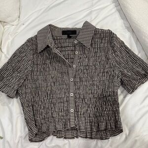 Zara brown and white gingham top